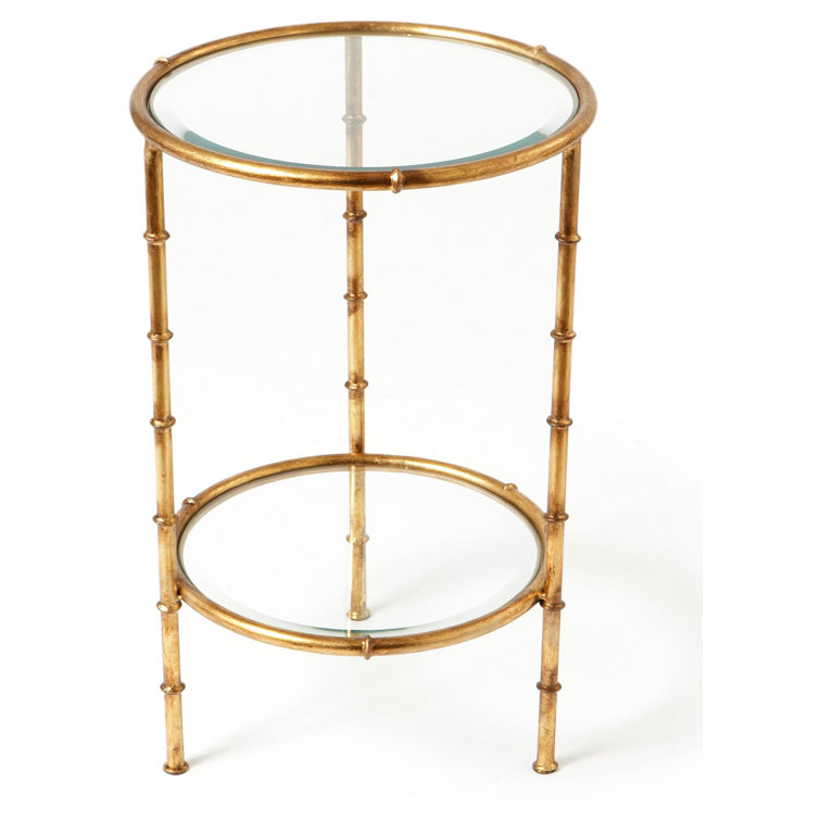 Bayou Breeze Roseann Glass Top 3 Legs End Table with Storage Wayfair